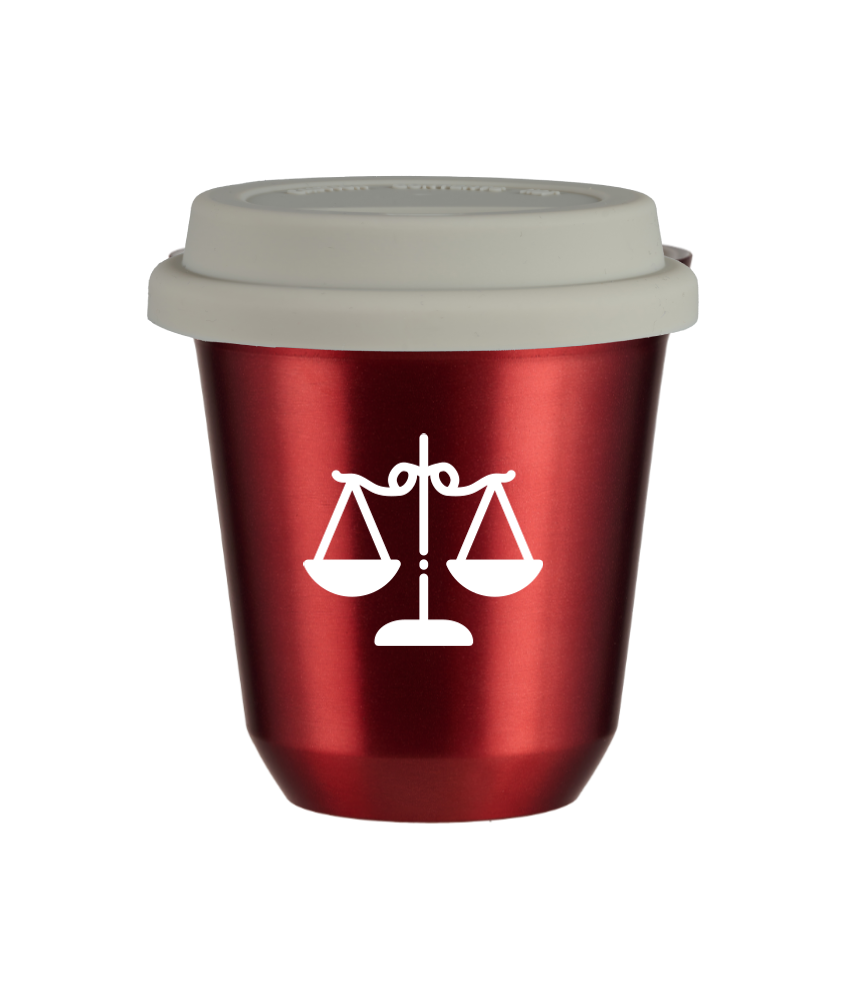 Tasse 150 ml ROUGE MÉTALLIQUE "Balance (blanc)", avec couvercle blanc Tasse 150 ml ROUGE MÉTALLIQUE "Balance (blanc)", avec couvercle blanc