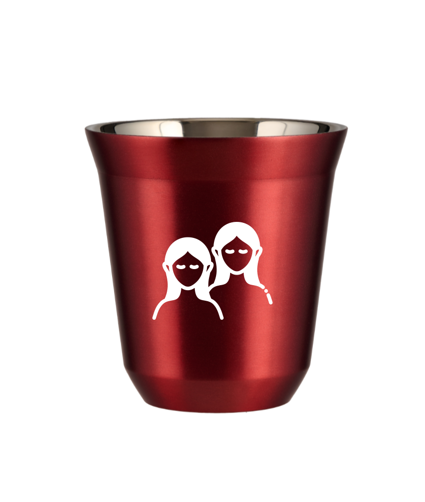 Tasse 150 ml ROUGE MÉTALLIQUE "Gémeaux (blanc)"