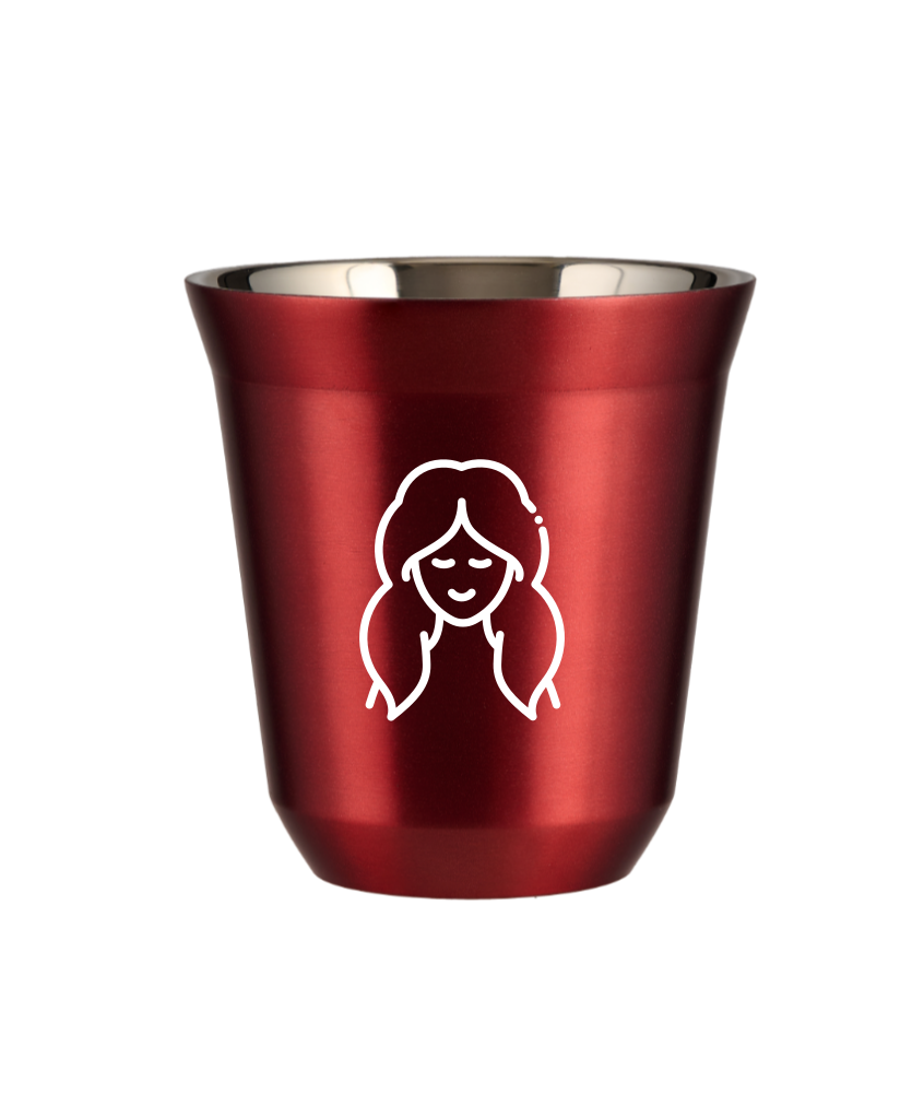 Tasse 150 ml ROUGE MÉTALLIQUE "Vierge (blanc)" Tasse 150 ml ROUGE MÉTALLIQUE "Vierge (blanc)"