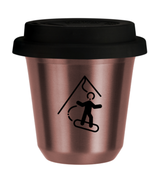 Tasse 80 ml OR ROSE "Snowboard", avec couvercle noir Tasse 80 ml OR ROSE "Snowboard", avec couvercle noir
