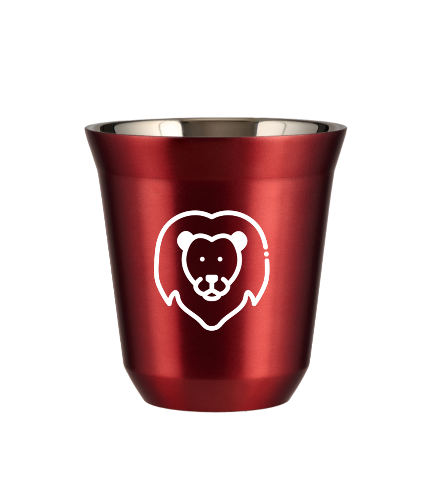 Tasse 150 ml ROUGE MÉTALLIQUE "Lion (blanc)" Tasse 150 ml ROUGE MÉTALLIQUE "Lion (blanc)"