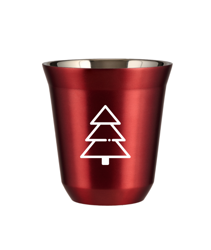 Tasse 150 ml ROUGE MÉTALLIQUE "Sapin de Noël (blanc)" Tasse 150 ml ROUGE MÉTALLIQUE "Sapin de Noël (blanc)"