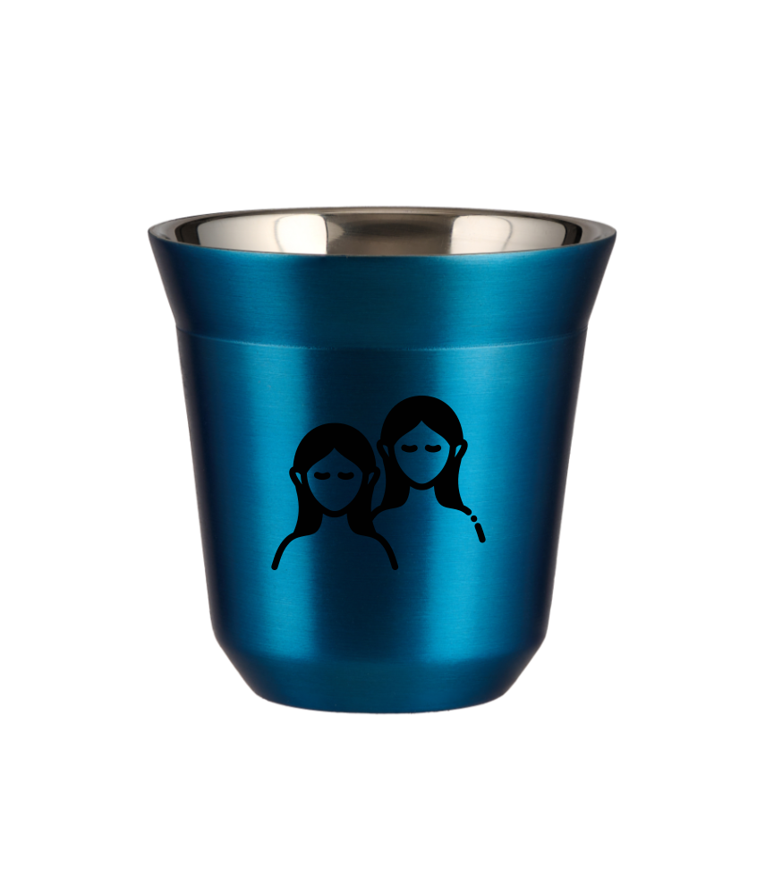 Tasse 150 ml BLEU MÉTALLIQUE "Gémeaux (noir)" Tasse 150 ml BLEU MÉTALLIQUE "Gémeaux (noir)"