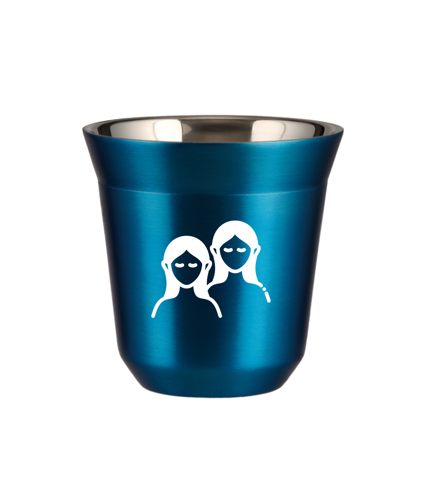 Tasse 150 ml BLEU MÉTALLIQUE "Gémeaux (blanc)" Tasse 150 ml BLEU MÉTALLIQUE "Gémeaux (blanc)"