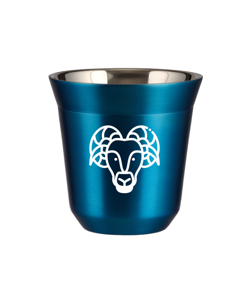 Tasse 150 ml BLEU MÉTALLIQUE "Bélier (blanc)" Tasse 150 ml BLEU MÉTALLIQUE "Bélier (blanc)"