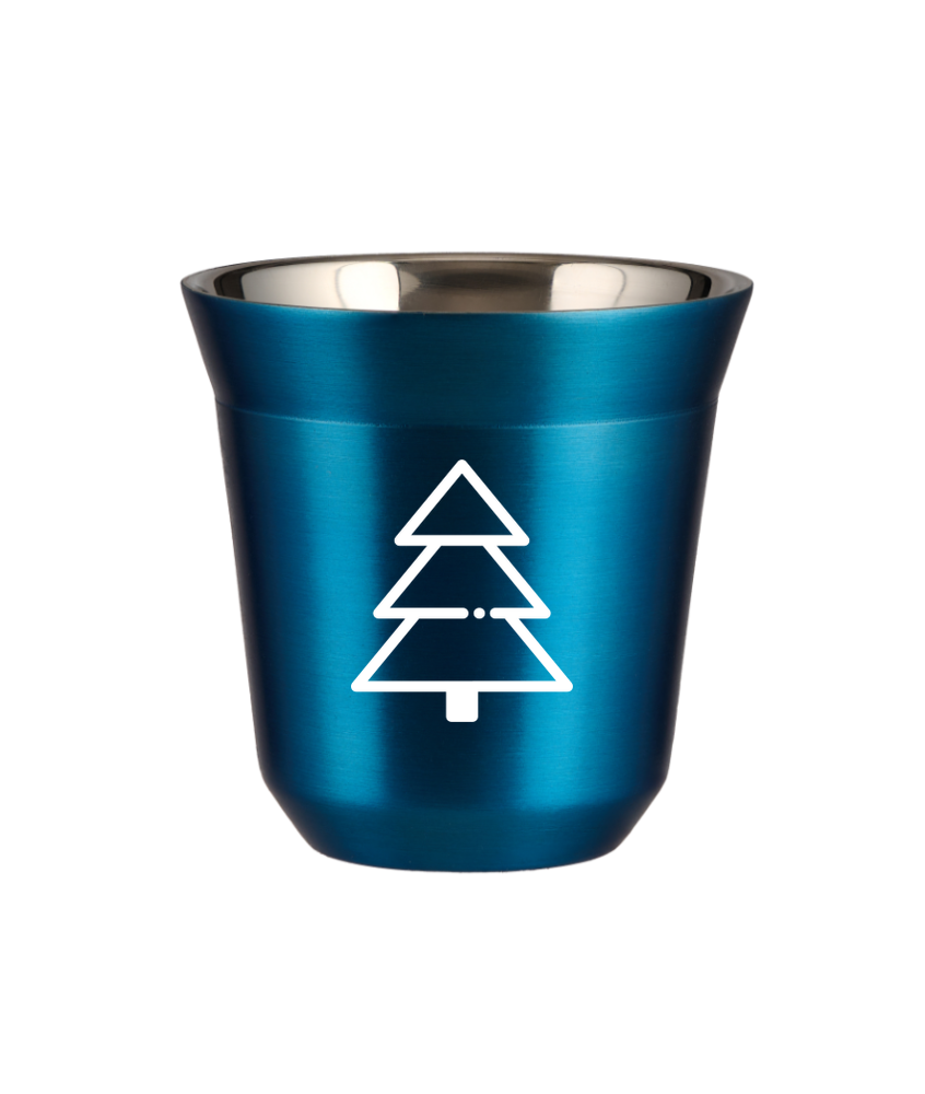 Tasse 150 ml BLEU MÉTALLIQUE "Sapin de Noël (blanc)" Tasse 150 ml BLEU MÉTALLIQUE "Sapin de Noël (blanc)"