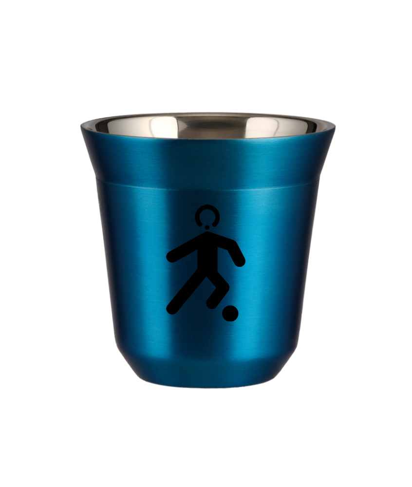Tasse 150 ml BLEU MÉTALLIQUE "Football"
