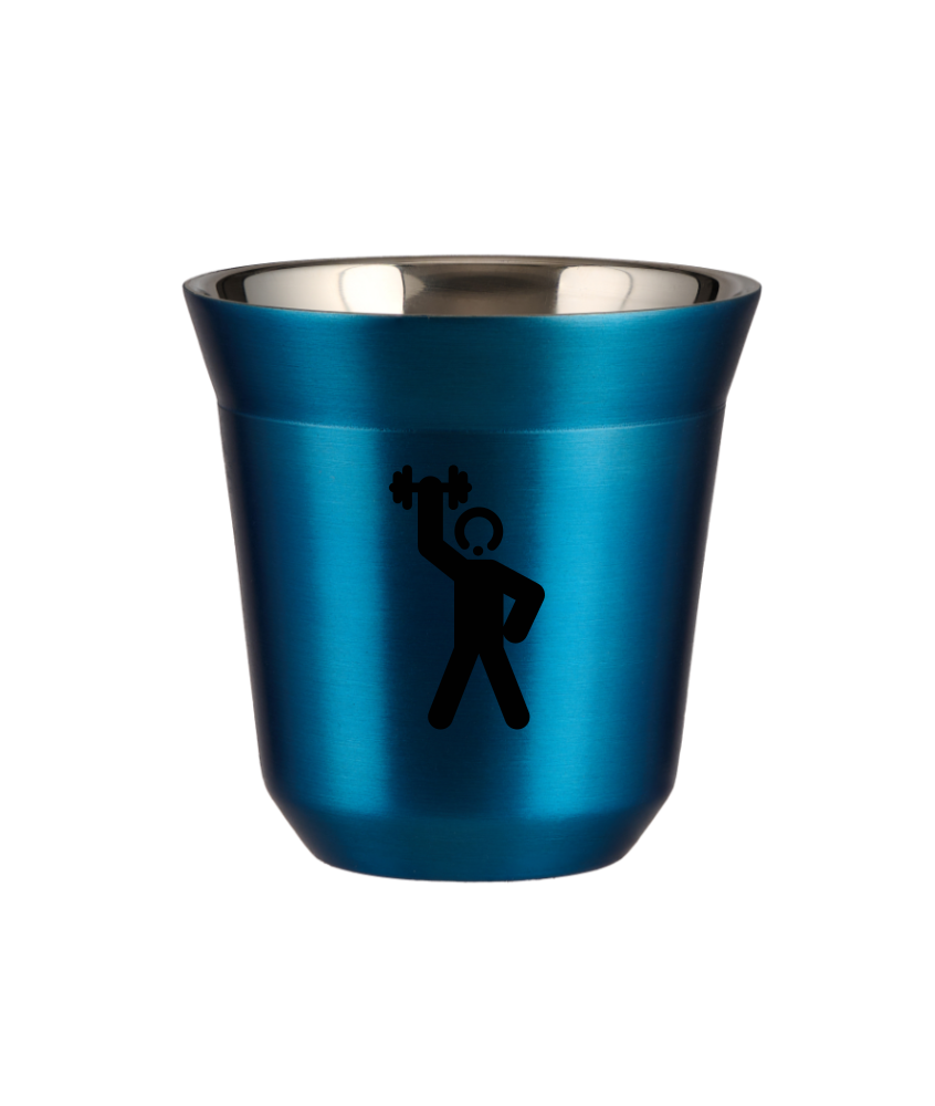 Tasse 150 ml BLEU MÉTALLIQUE "Homme fort 2 (noir)" Tasse 150 ml BLEU MÉTALLIQUE "Homme fort 2 (noir)"