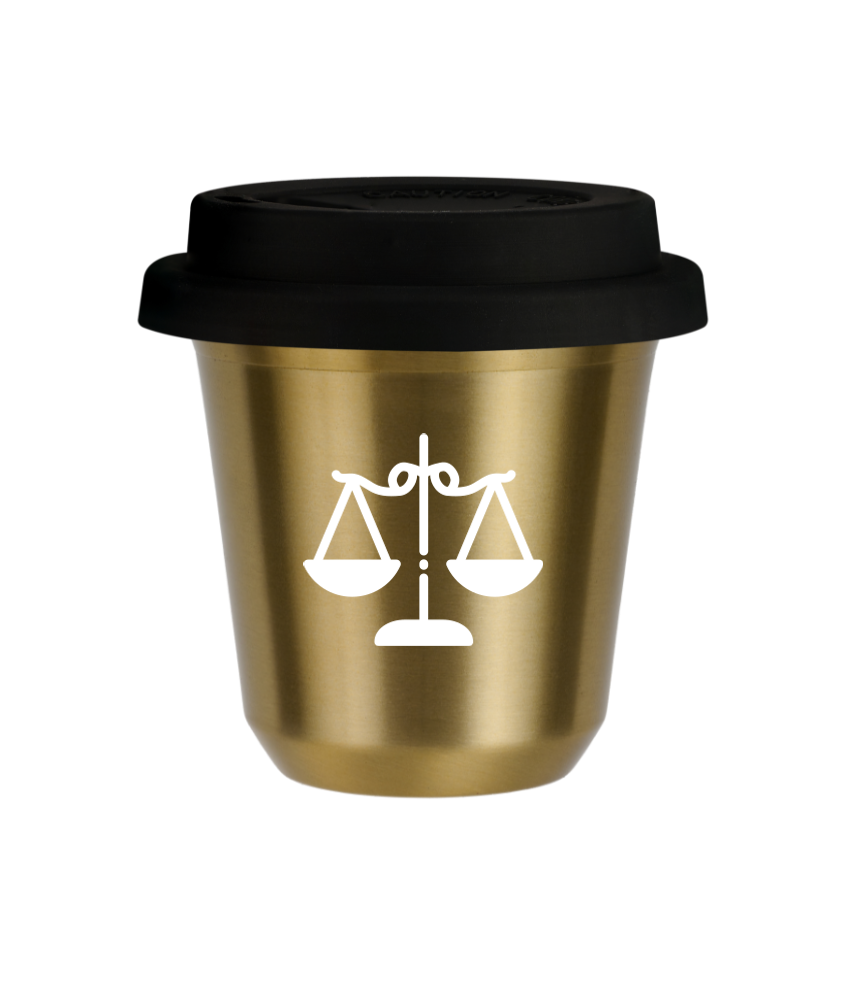 Tasse 150 ml OR "Balance (blanc)", avec couvercle noir Tasse 150 ml OR "Balance (blanc)", avec couvercle noir