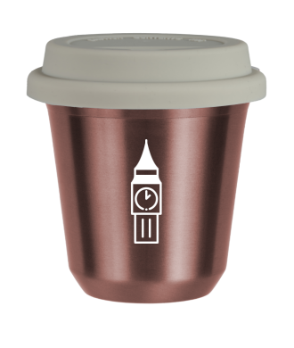 Tasse 80 ml OR ROSE "BIG BEN (blanc)", avec couvercle blanc Tasse 80 ml OR ROSE "BIG BEN (blanc)", avec couvercle blanc