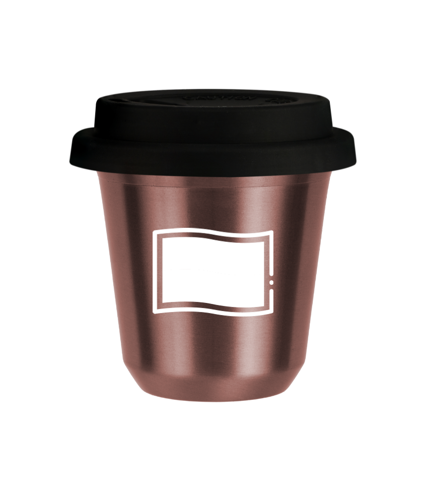 Tasse 80 ml OR ROSE "Drapeau polonais (blanc)", avec couvercle noir