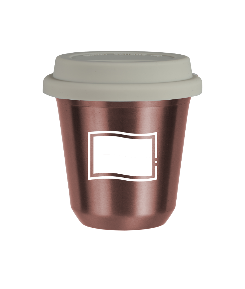 Tasse 80 ml OR ROSE "Drapeau polonais (blanc)", avec couvercle blanc