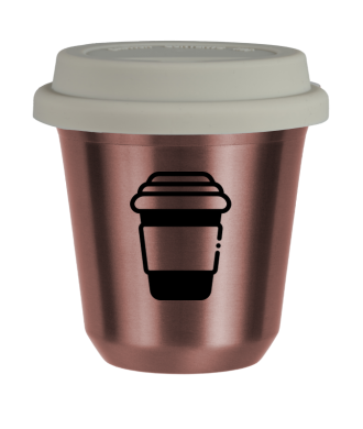 Tasse 80 ml OR ROSE, avec couvercle blanc Tasse 80 ml OR ROSE, avec couvercle blanc