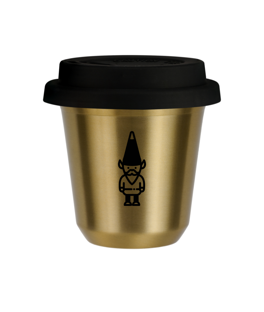 Tasse 150 ml OR "Nain 1", avec couvercle noir Tasse 150 ml OR "Nain 1", avec couvercle noir
