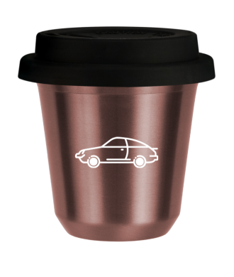 Tasse 80 ml OR ROSE "Voiture (blanc)", avec couvercle noir Tasse 80 ml OR ROSE "Voiture (blanc)", avec couvercle noir