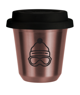 Tasse 80 ml OR ROSE "Casquette (noir)", avec couvercle noir Tasse 80 ml OR ROSE "Casquette (noir)", avec couvercle noir