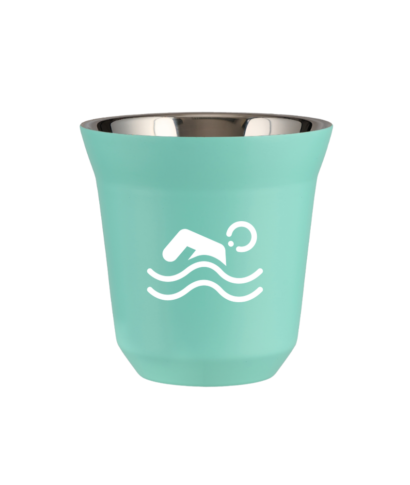 Tasse 150 ml TURQUOISE "Natation (blanc)"