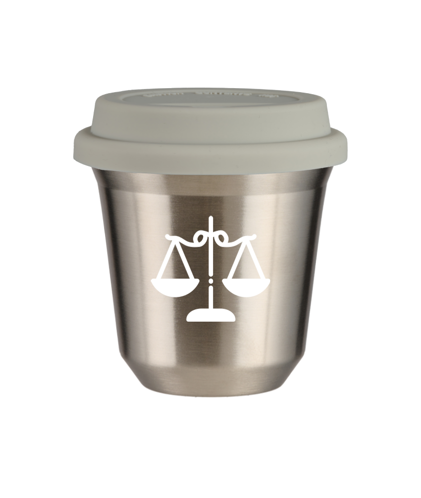 Tasse 150 ml ARGENT "Balance (blanc)", avec couvercle blanc Tasse 150 ml ARGENT "Balance (blanc)", avec couvercle blanc