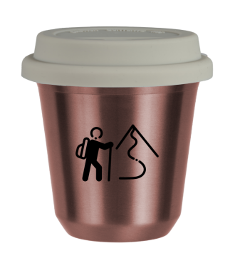 Tasse 80 ml OR ROSE "Escalade 2", avec couvercle blanc Tasse 80 ml OR ROSE "Escalade 2", avec couvercle blanc