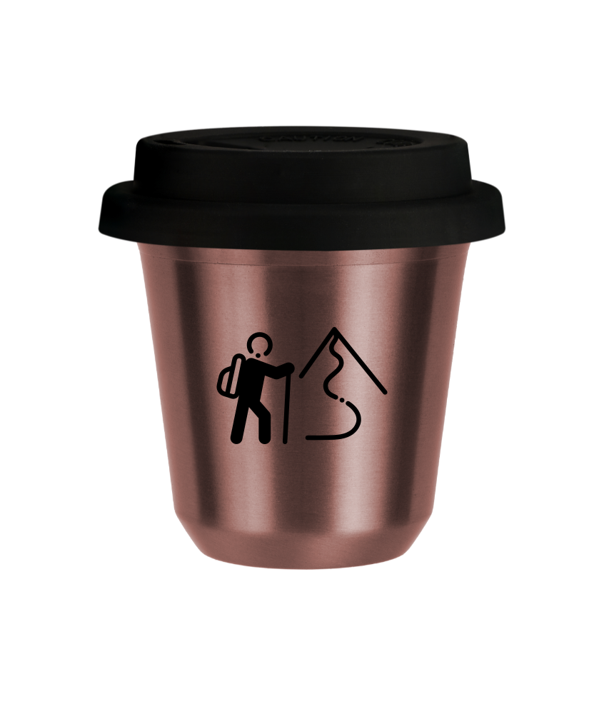 Tasse 80 ml OR ROSE "Escalade 2 (noir)", avec couvercle noir