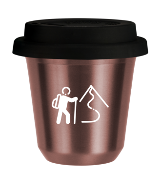 Tasse 80 ml OR ROSE "Escalade 2 (blanc)", avec couvercle noir Tasse 80 ml OR ROSE "Escalade 2 (blanc)", avec couvercle noir