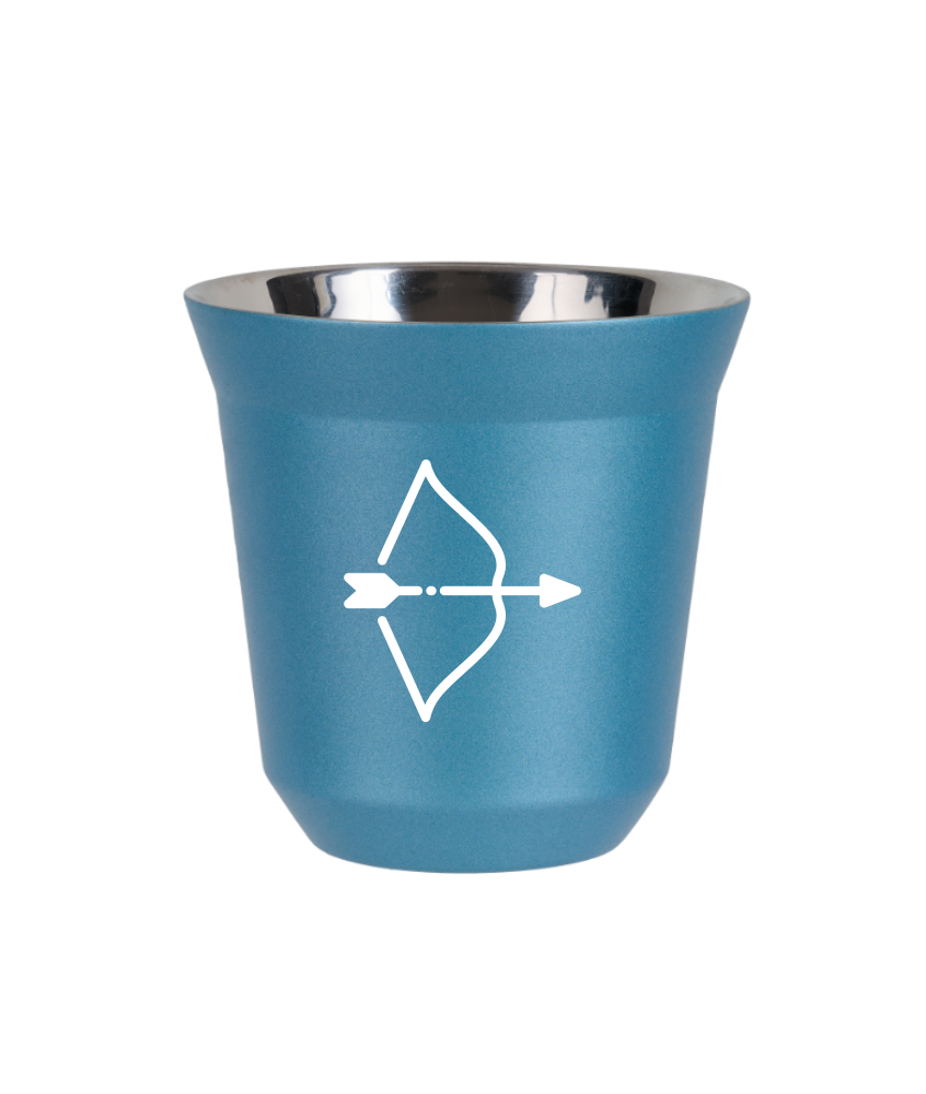 Tasse 150 ml BLEU CLAIR MÉTALLIQUE "Sagittaire (blanc)" Tasse 150 ml BLEU CLAIR MÉTALLIQUE "Sagittaire (blanc)"