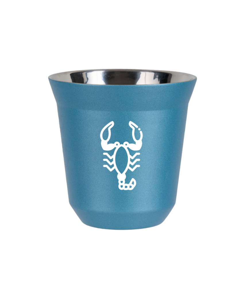 Tasse 150 ml BLEU CLAIR MÉTALLIQUE "Scorpion (blanc)" Tasse 150 ml BLEU CLAIR MÉTALLIQUE "Scorpion (blanc)"