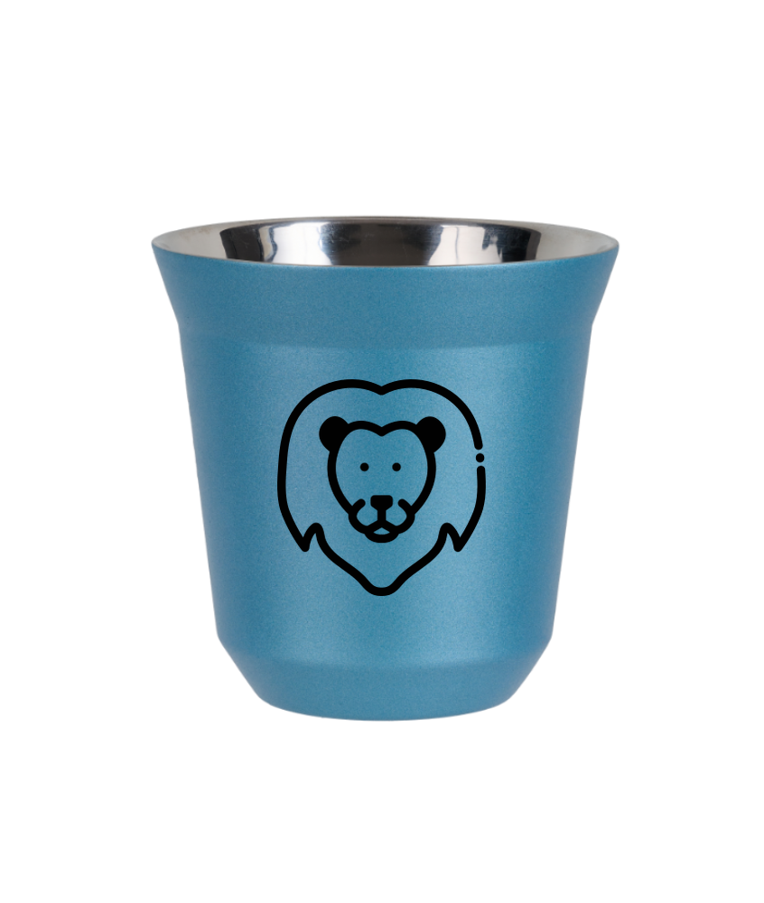 Tasse 150 ml BLEU CLAIR MÉTALLIQUE "Lion" Tasse 150 ml BLEU CLAIR MÉTALLIQUE "Lion"