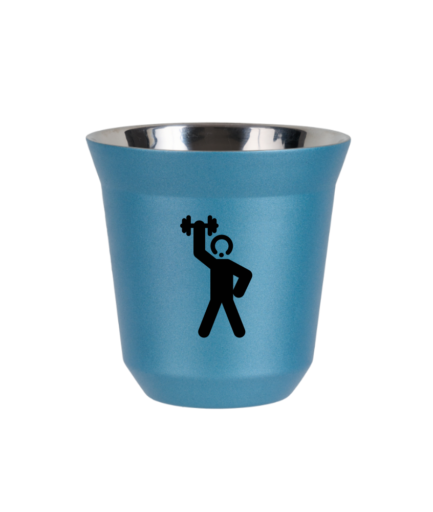Tasse 150 ml BLEU CLAIR MÉTALLIQUE "Homme fort 2 (noir)"