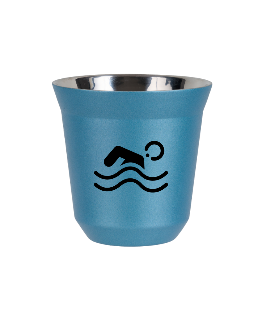 Tasse 150 ml BLEU CLAIR MÉTALLIQUE "Natation" Tasse 150 ml BLEU CLAIR MÉTALLIQUE "Natation"