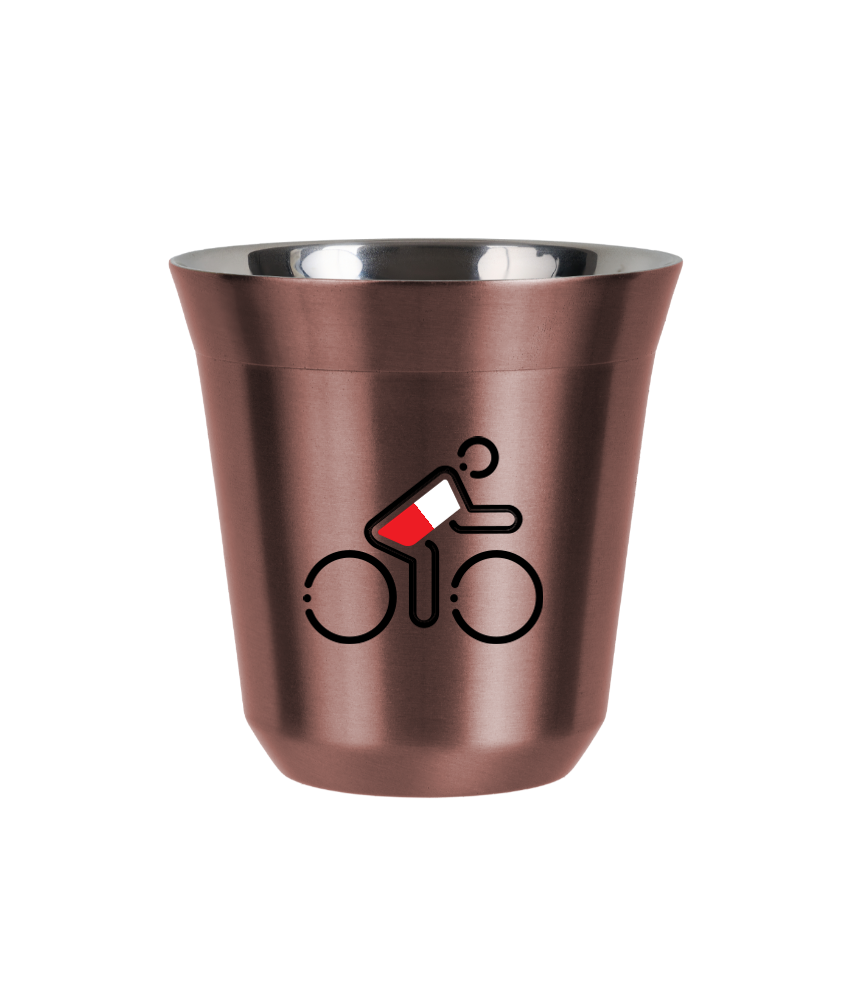 Tasse 80 ml OR ROSE "Cycliste aux couleurs polonaises (noir)"