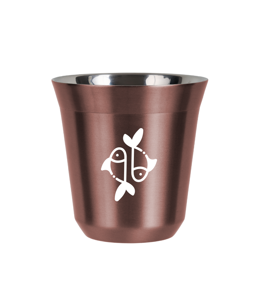 Tasse 150 ml OR ROSE "Poissons (blanc)"