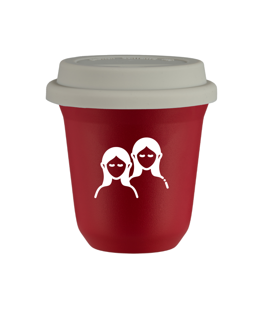 Tasse 150 ml ROUGE "Gémeaux (blanc)", avec couvercle blanc Tasse 150 ml ROUGE "Gémeaux (blanc)", avec couvercle blanc