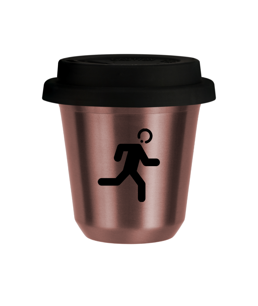 Tasse 80 ml OR ROSE "Coureur", avec couvercle noir