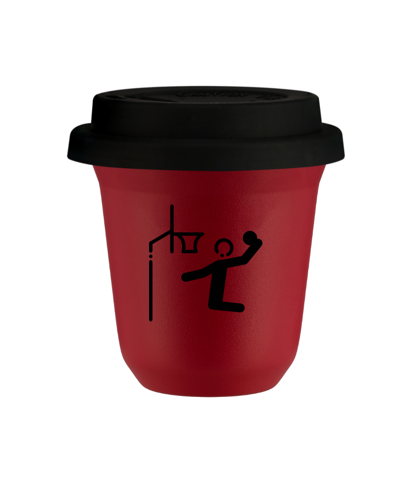 Tasse 150 ml ROUGE "Basket-ball (noir)", avec couvercle noir Tasse 150 ml ROUGE "Basket-ball (noir)", avec couvercle noir