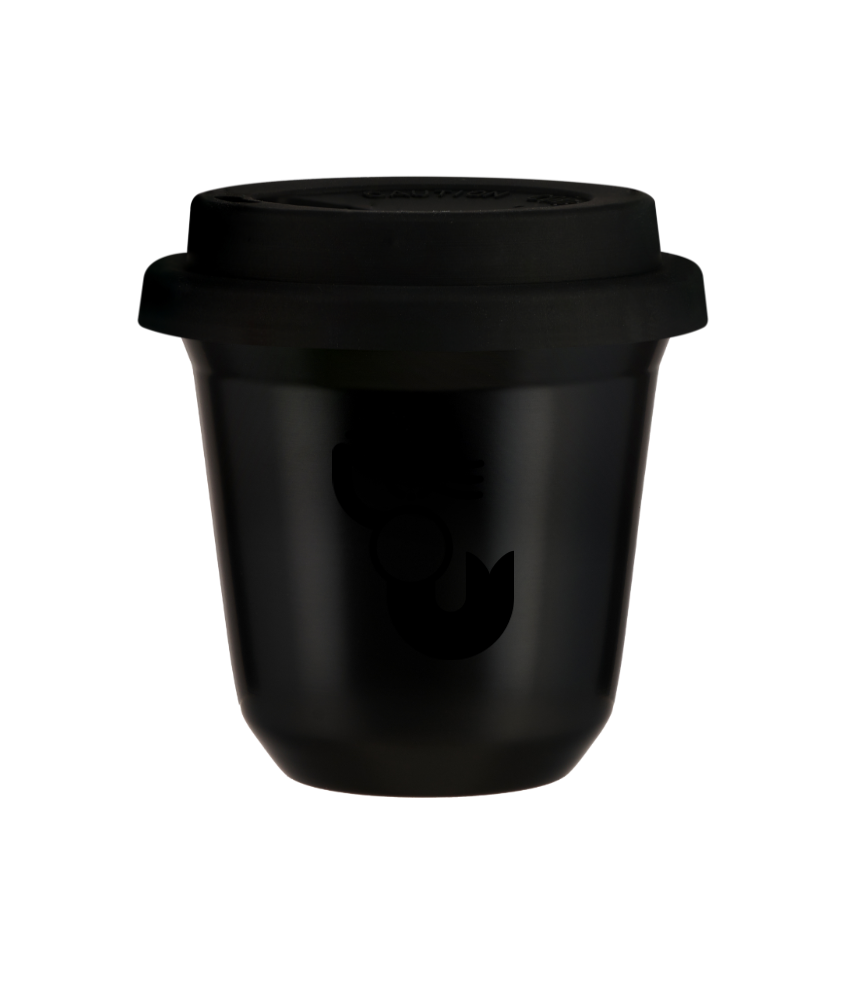 Tasse 80 ml NOIR "WARSZAWSKA SYRENKA (noir)", avec couvercle noir