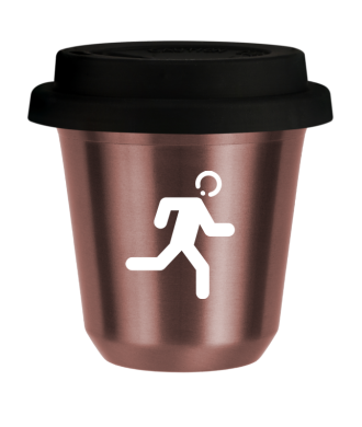 Tasse 80 ml OR ROSE "Coureur (blanc)", avec couvercle noir Tasse 80 ml OR ROSE "Coureur (blanc)", avec couvercle noir