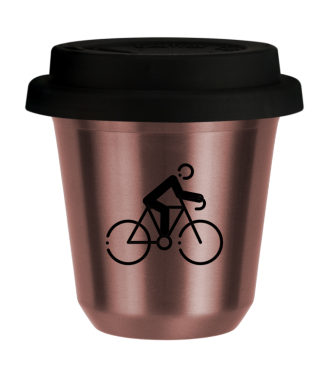 Tasse 80 ml OR ROSE "Cyclisme 3", avec couvercle noir Tasse 80 ml OR ROSE "Cyclisme 3", avec couvercle noir