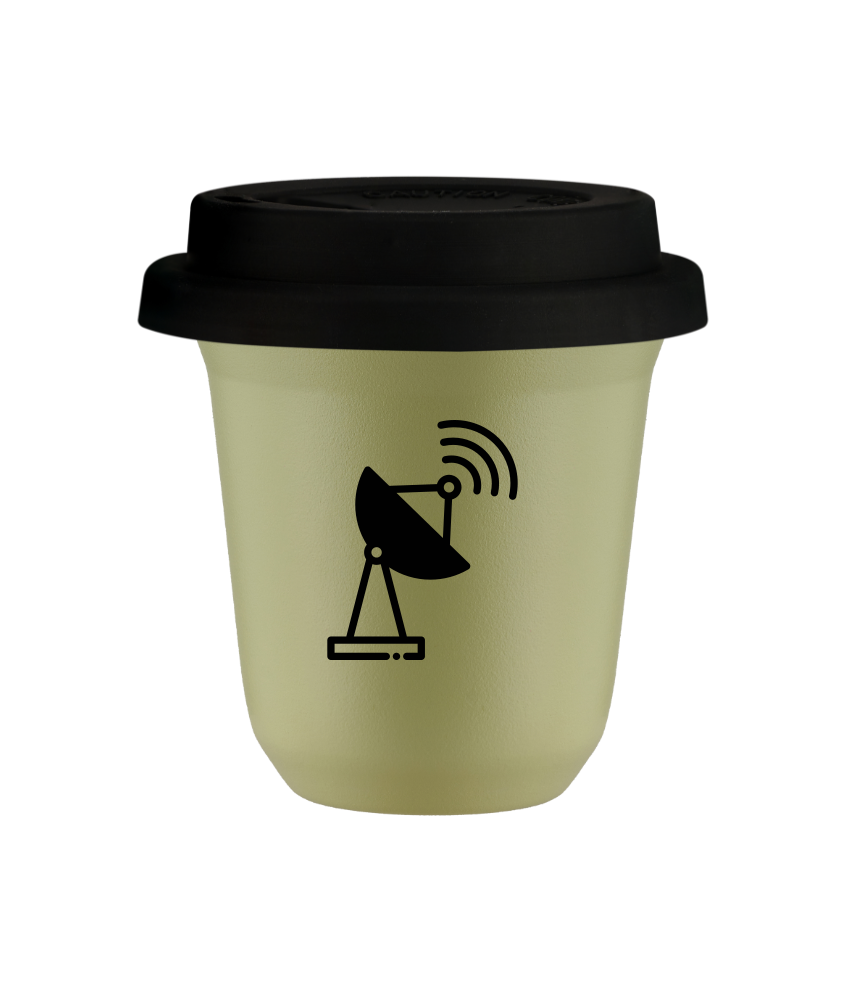 Tasse 150 ml PISTACHE "Antenne (noir)", avec couvercle noir Tasse 150 ml PISTACHE "Antenne (noir)", avec couvercle noir