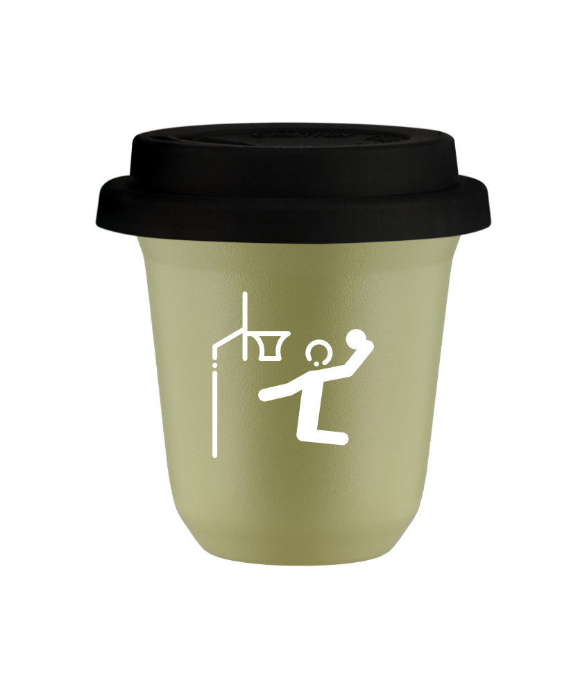 Tasse 150 ml PISTACHE "Basket-ball (blanc)", avec couvercle noir Tasse 150 ml PISTACHE "Basket-ball (blanc)", avec couvercle noir