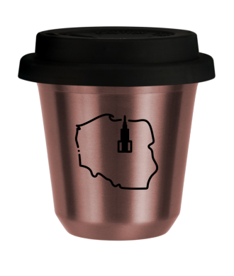 Tasse 80 ml OR ROSE "Pologne (noir)", avec couvercle noir Tasse 80 ml OR ROSE "Pologne (noir)", avec couvercle noir