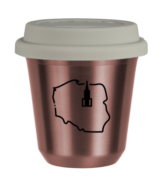 Tasse 80 ml OR ROSE "Pologne (noir)", avec couvercle blanc Tasse 80 ml OR ROSE "Pologne (noir)", avec couvercle blanc