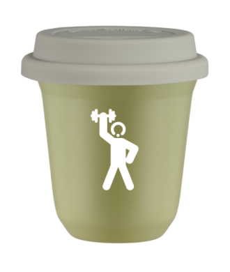 Tasse 150 ml PISTACHE "Homme fort 2 (blanc)", avec couvercle blanc Tasse 150 ml PISTACHE "Homme fort 2 (blanc)", avec couvercle blanc