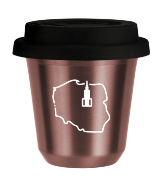 Tasse 80 ml OR ROSE "Pologne (blanc)", avec couvercle noir Tasse 80 ml OR ROSE "Pologne (blanc)", avec couvercle noir