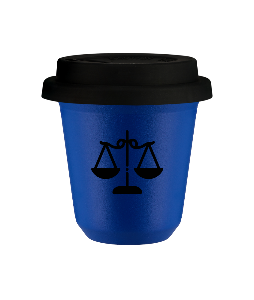 Tasse 150 ml BLEU "Balance", avec couvercle noir Tasse 150 ml BLEU "Balance", avec couvercle noir