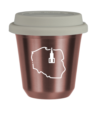 Tasse 80 ml OR ROSE "Pologne (blanc)", avec couvercle blanc Tasse 80 ml OR ROSE "Pologne (blanc)", avec couvercle blanc
