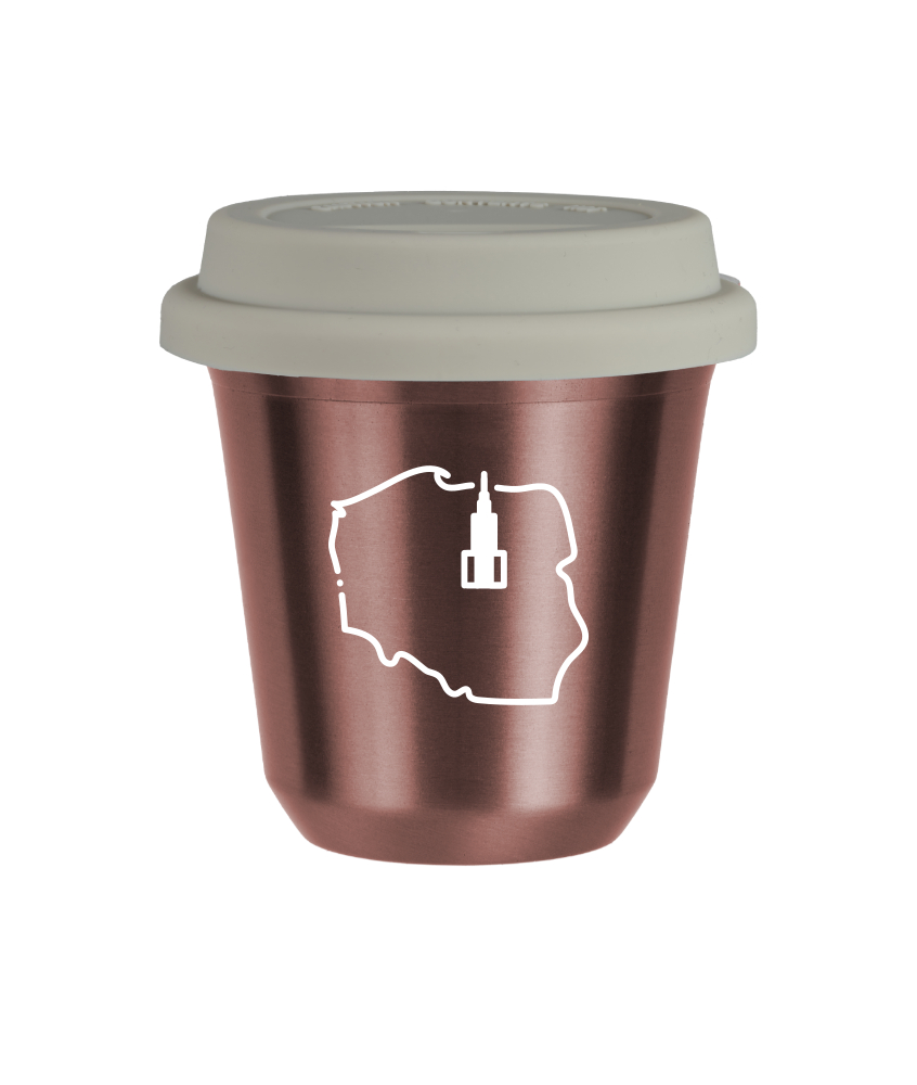 Tasse 80 ml OR ROSE "Pologne (blanc)", avec couvercle blanc