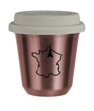 Tasse 80 ml OR ROSE "France (noir)", avec couvercle blanc Tasse 80 ml OR ROSE "France (noir)", avec couvercle blanc