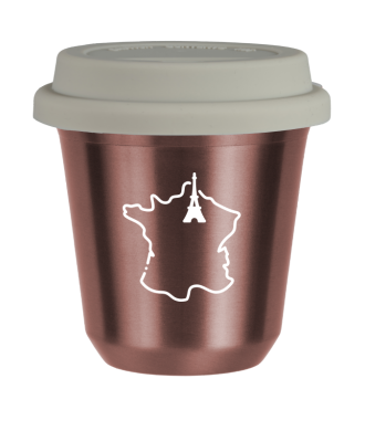 Tasse 80 ml OR ROSE "France (blanc)", avec couvercle blanc Tasse 80 ml OR ROSE "France (blanc)", avec couvercle blanc