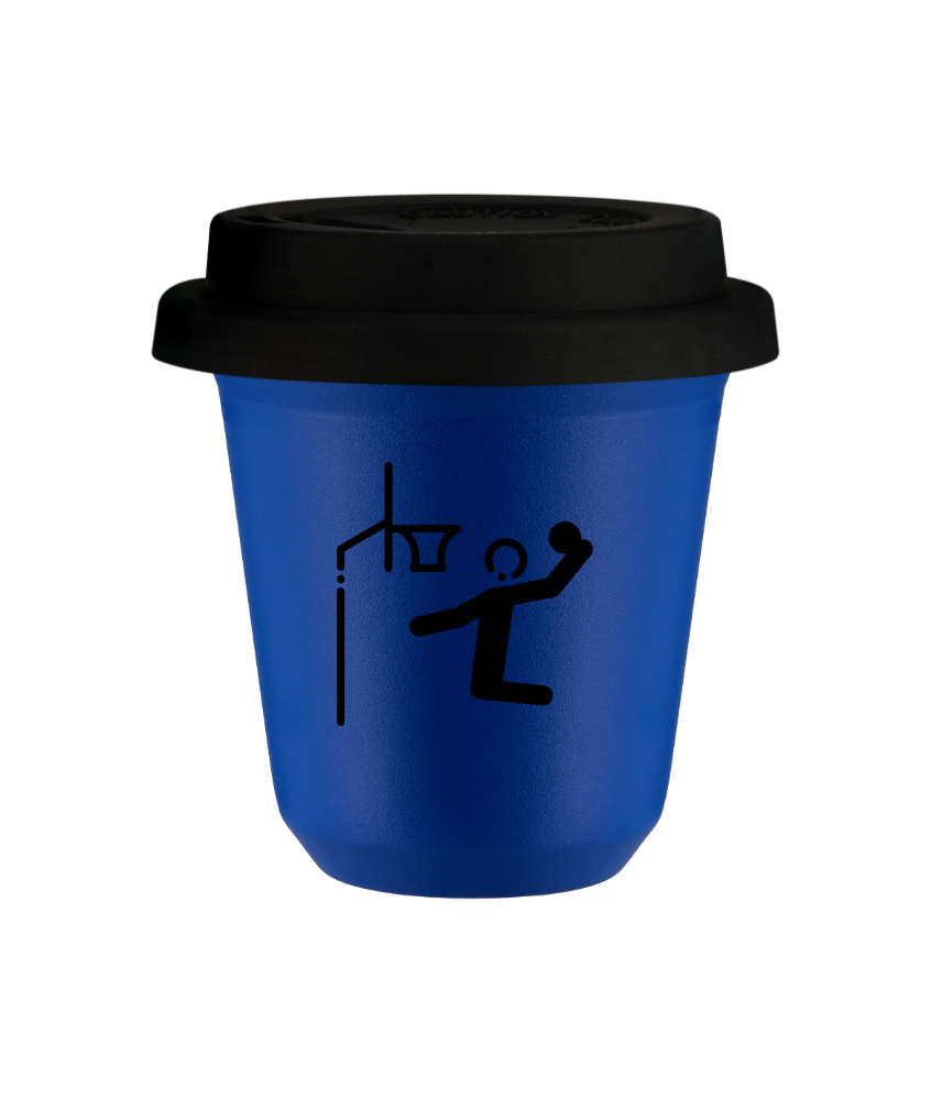 Tasse 150 ml BLEU "Basket-ball", avec couvercle noir Tasse 150 ml BLEU "Basket-ball", avec couvercle noir